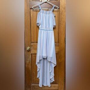 Pastel Off-Shoulder High-Low Dress